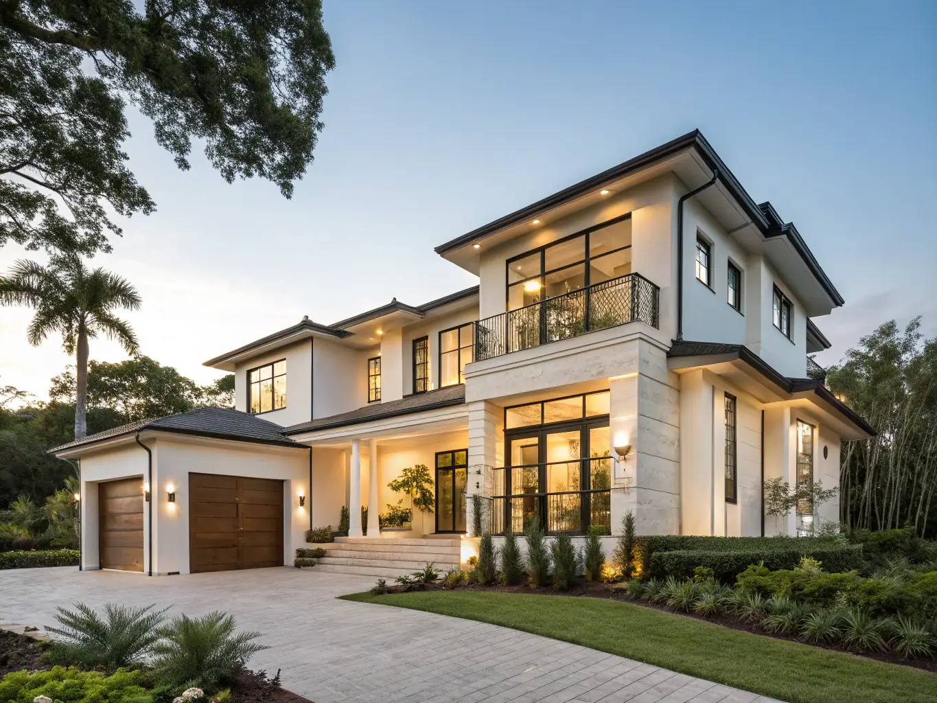 A newly constructed home with fresh stucco finish, showcasing the smooth texture and clean lines achieved by Elex Construction's expert stucco services.