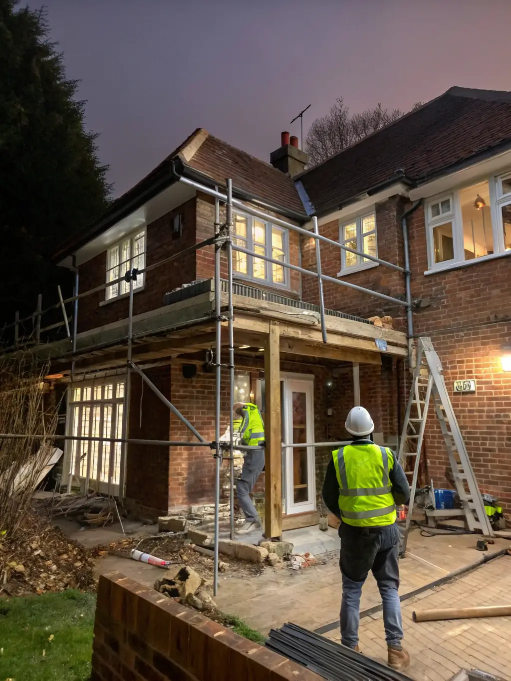 A photograph of a building extension project, showing the seamless integration of the new structure with the existing building, demonstrating Elex Construction's expertise in extensions.